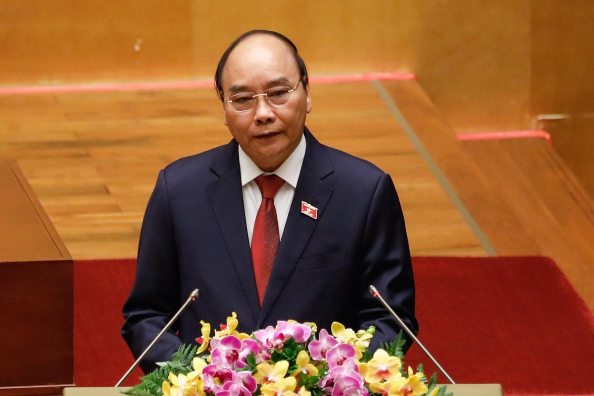 Chủ tịch nước Nguyễn Xuân Phúc phát biểu nhậm chức. 