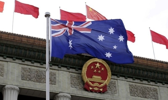 Quốc kỳ Australia tại Đại lễ đường Nhân dân ở Bắc Kinh, Trung Quốc, hồi tháng 4/2016. Ảnh: Reuters.