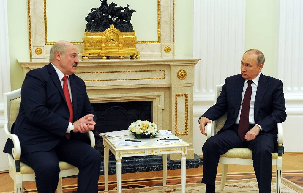 Tổng thống Belarus A.Lukashenko và Tổng thống Nga V.Putin tại cuộc hội đàm. Nguồn: Tass