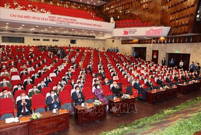 Tổng Bí thư Nguyễn Phú Trọng với các đại biểu dự Lễ kỷ niệm. Ảnh: Trí Dũng/TTXVN.