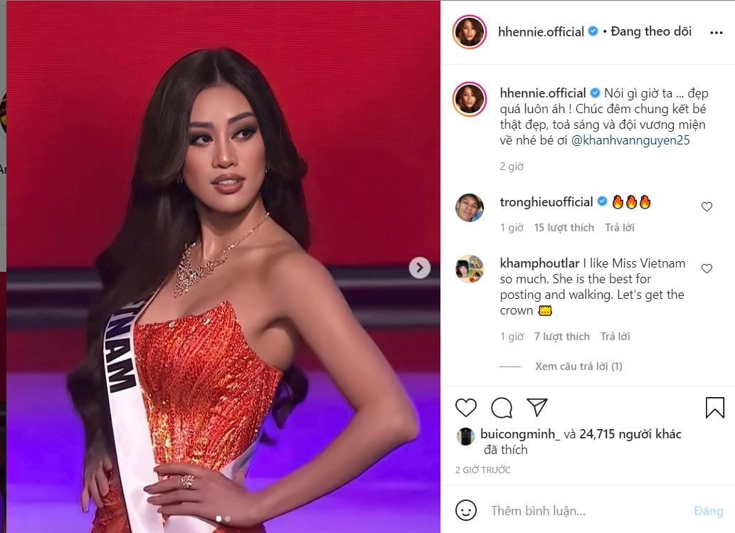 lan ngoc va dan nghe si viet khen ngoi, dong vien khanh van tai miss universe hinh anh 4