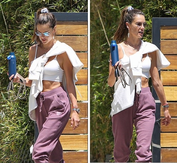 alessandra ambrosio mac do the thao, khoe dang boc lua tren pho hinh anh 3