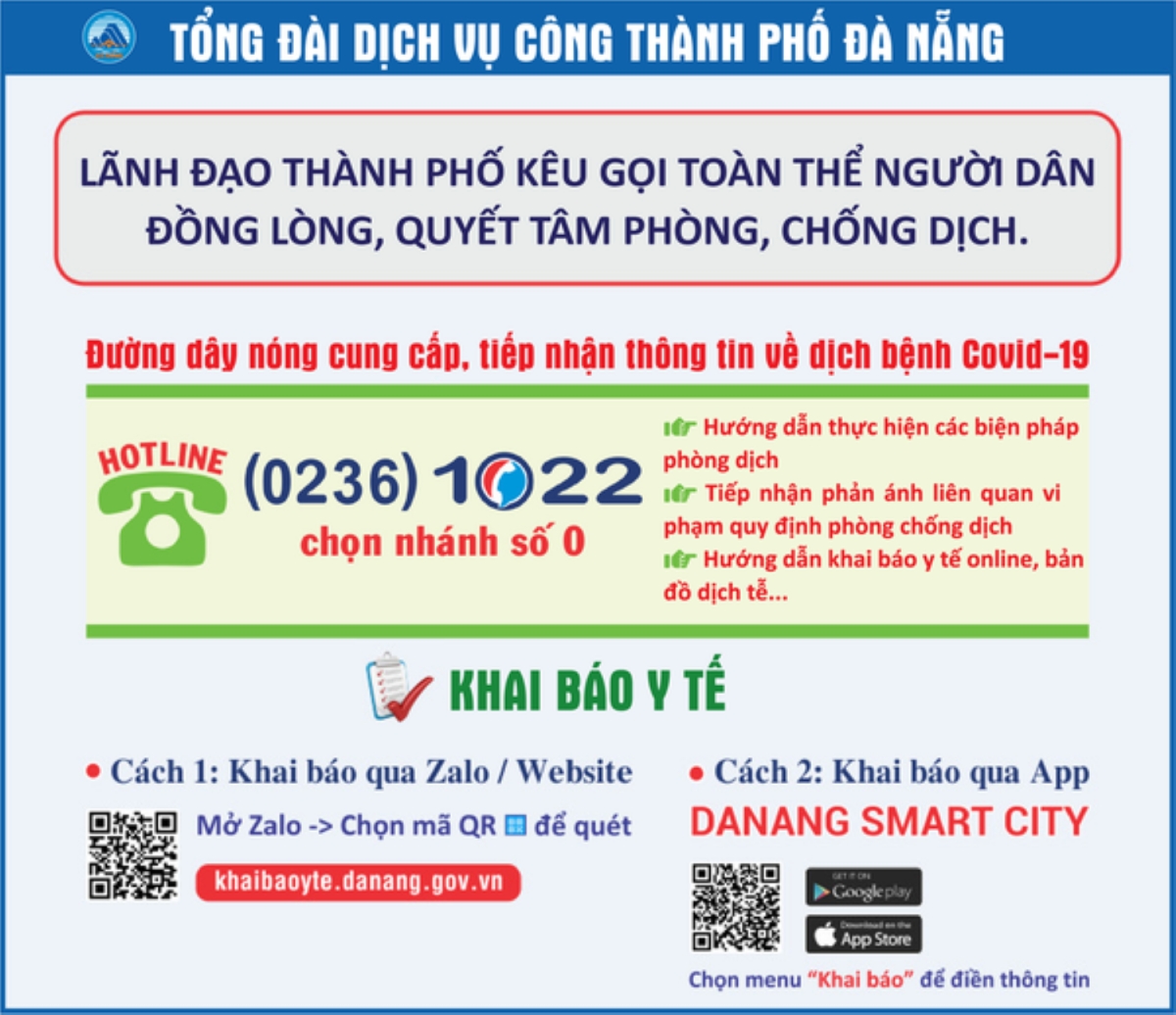 1022 Đà Nẵng - Đường dây nóng cung cấp thông tin phòng chống dịch Covid-19.