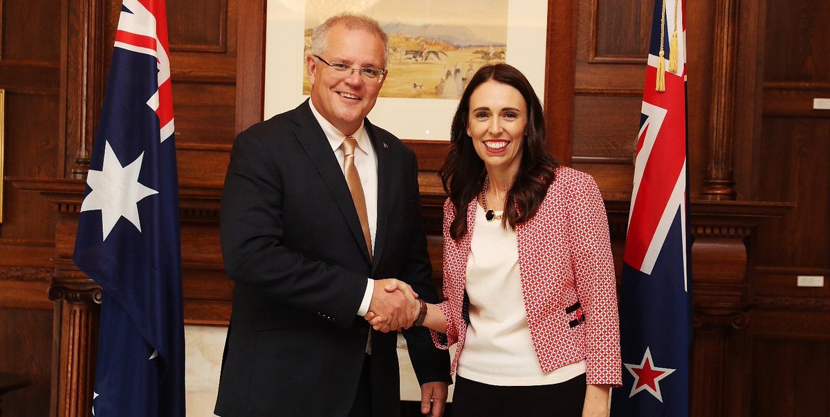 Thủ tướng Australia Scott Morrison và Thủ tướng New Zealand Jacinda Ardern. Nguồn: Twitter