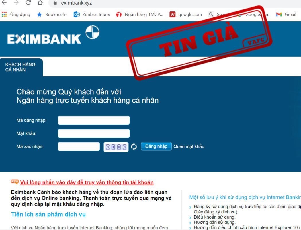 eximbank la nan nhan moi nhat trong danh sach cac ngan hang bi gia mao website hinh anh 1