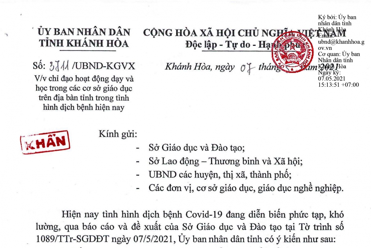 Khánh Hòa cho học sinh tạm dừng đến trường