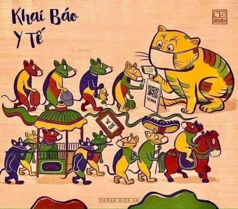 New version of "Mice’s wedding" is depicted for the last K message of Khai bao y te (Health declaration).