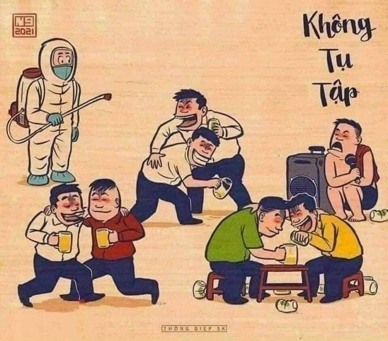 Khong tu tap (No gathering) propaganda picture