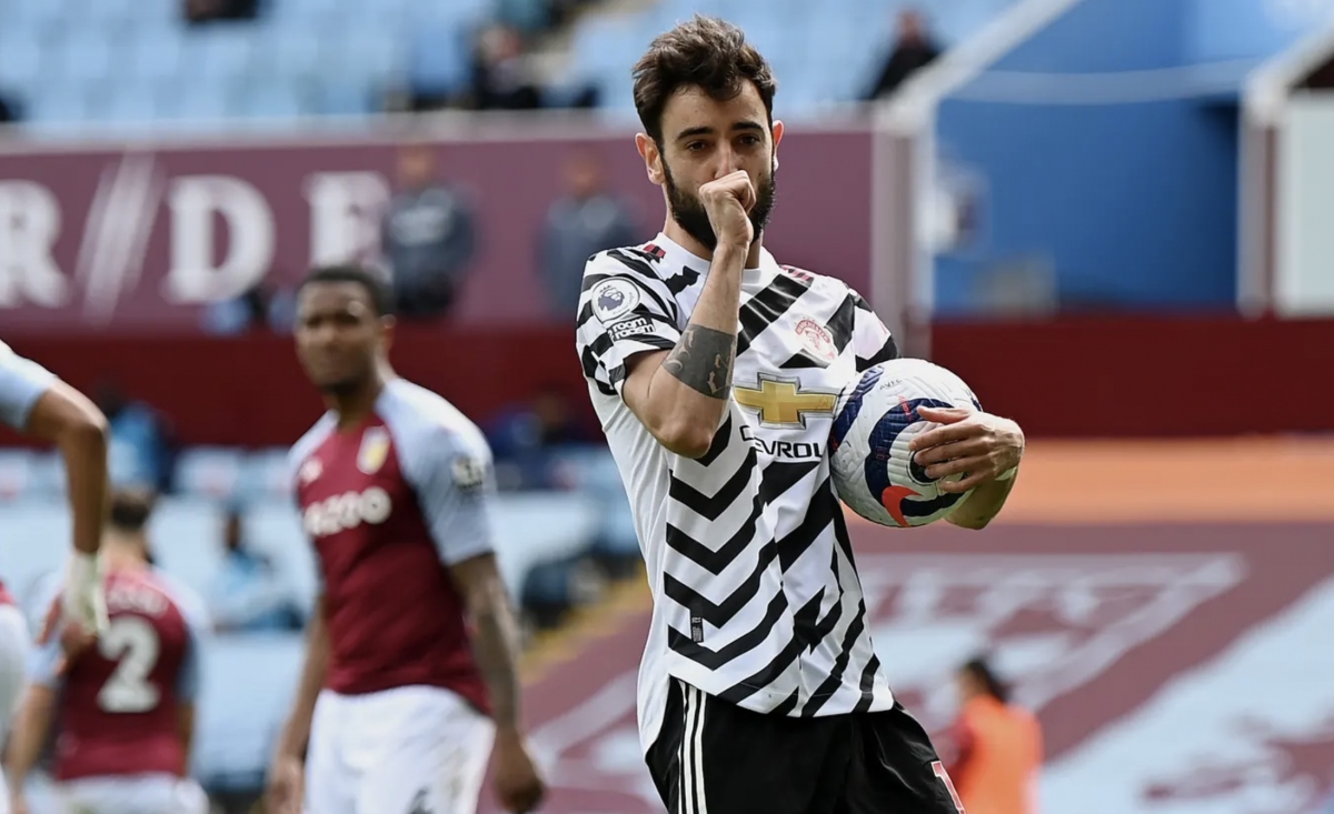 Bruno mở đầu cho màn lội ngược dòng của MU trước Aston Villa. (Ảnh: Getty).