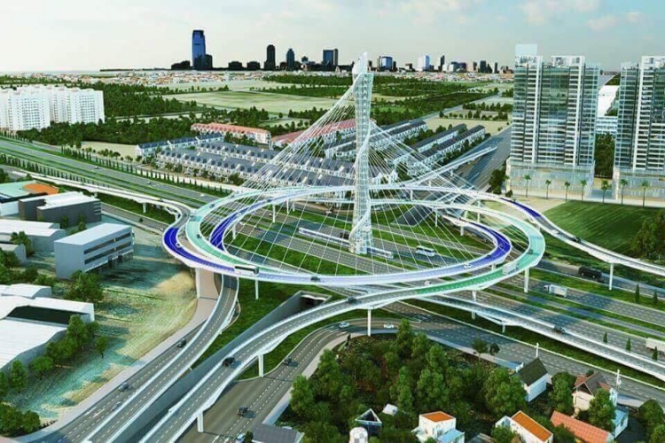 Phối cảnh 1 nút giao đoạn Vành Đai 4- Vùng Thủ đô.