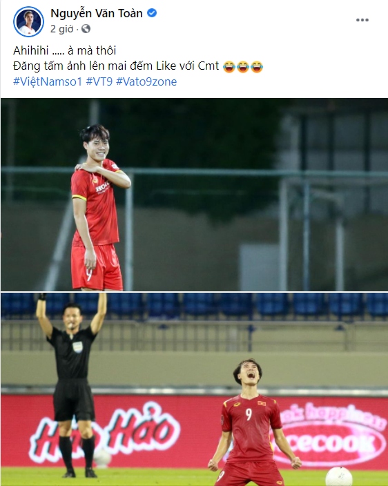 Văn Toàn đăng dòng trạng thái không lâu sau khi bị nhiều CĐV Malaysia làm phiền. (Ảnh: FBNV).
