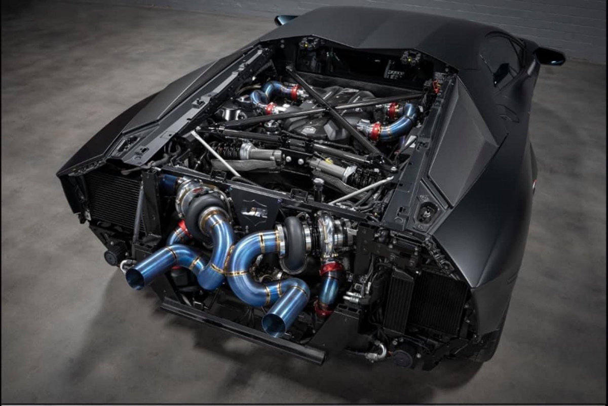 xe nhanh nhất: Ngắm khoang động cơ  mã lực của Lamborghini Aventador  SVJ độ Twin-Turbo
