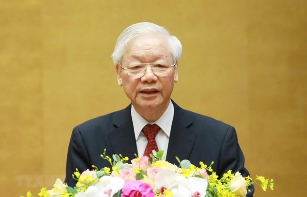 Party General Secretary Nguyen Phu Trong speaks at the national teleconference. (Phôt: VNA)