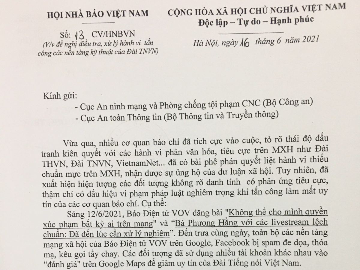 hoi nha bao viet nam de nghi dieu tra, xu ly nghiem hanh vi tan cong mang bao Dien tu vov hinh anh 1