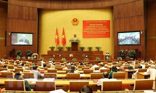 speech of party leader nguyen phu trong at conference reviewing 12th politburo s directive picture 1