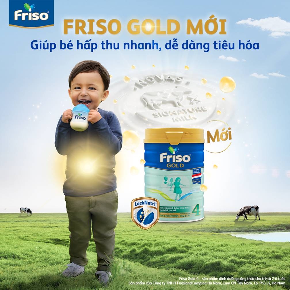 FRISO GOLD với nguồn sữa NOVAS nhiều dưỡng chất, giúp mẹ yên tâm về hệ tiêu hóa của bé