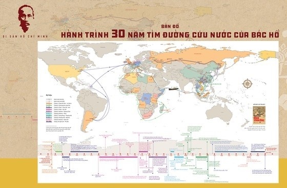 map on uncle ho s 30-year national salvation journey published picture 1