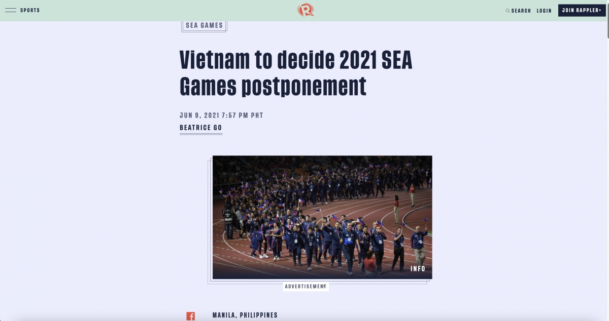 Ủy ban Olympic Philippines cho rằng việc Việt Nam hoãn tổ chức SEA Games 31 sang năm 2022 là bất công với các vận động viên.