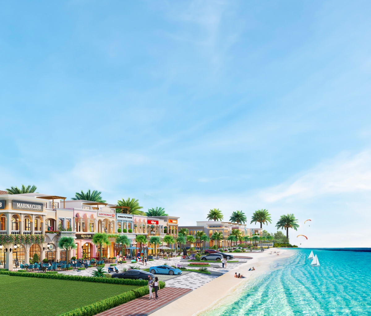 Phối cảnh shophouse biển tại NovaHills Mui Ne Resort &amp; Villas của Novaland. Các căn shophouse tại đây đã đưa vào vận hành từ tháng 04/2021 và chỉ còn một vài sản phẩm cuối cùng.