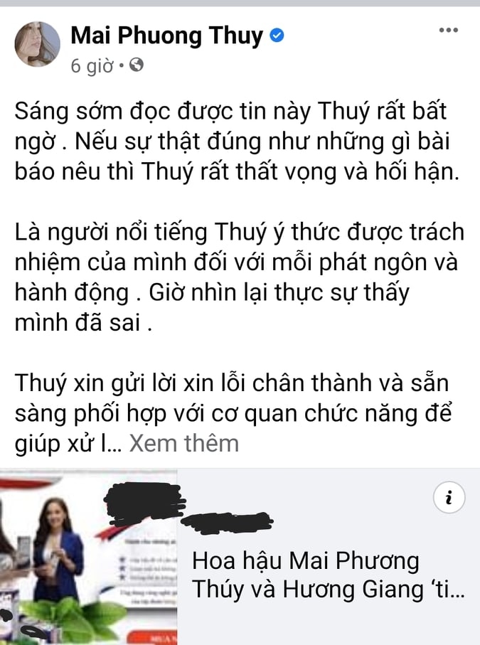 hoa hau mai phuong thuy xin loi vi quang cao cho san pham bi thu hoi giay phep hinh anh 1