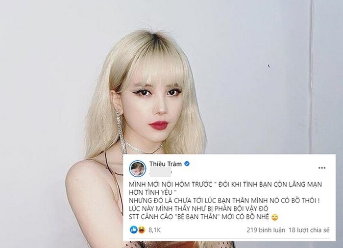 Chuyện showbiz: Thiều Bảo Trâm "cảnh cáo" bạn thân có người yêu bỏ quên bạn bè