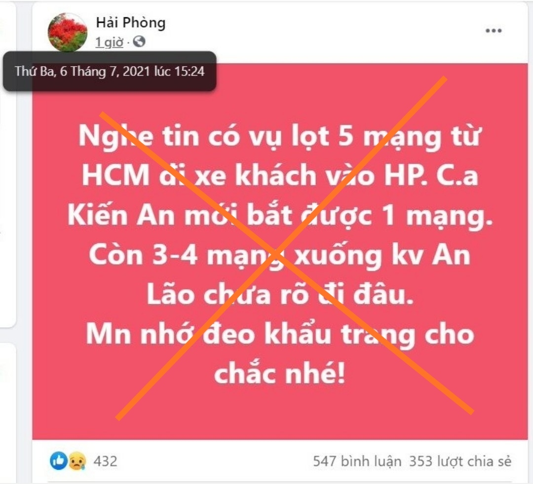 Thông tin sai sự thật trên Fanpage "Hải Phòng"