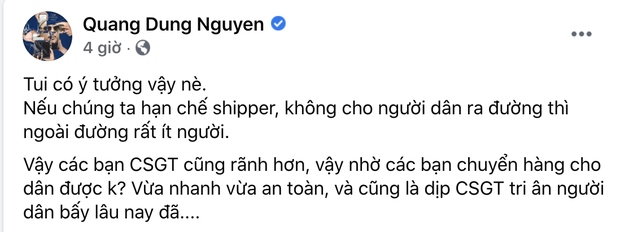 phát ngôn đề xuất csgt làm shipper mùa dịch của đạo diễn nguyễn quang dũng gây tranh cãi hình ảnh 1 phat ngon de xuat csgt lam shipper mua dich cua dao dien nguyen quang dung gay tranh cai hinh anh 1