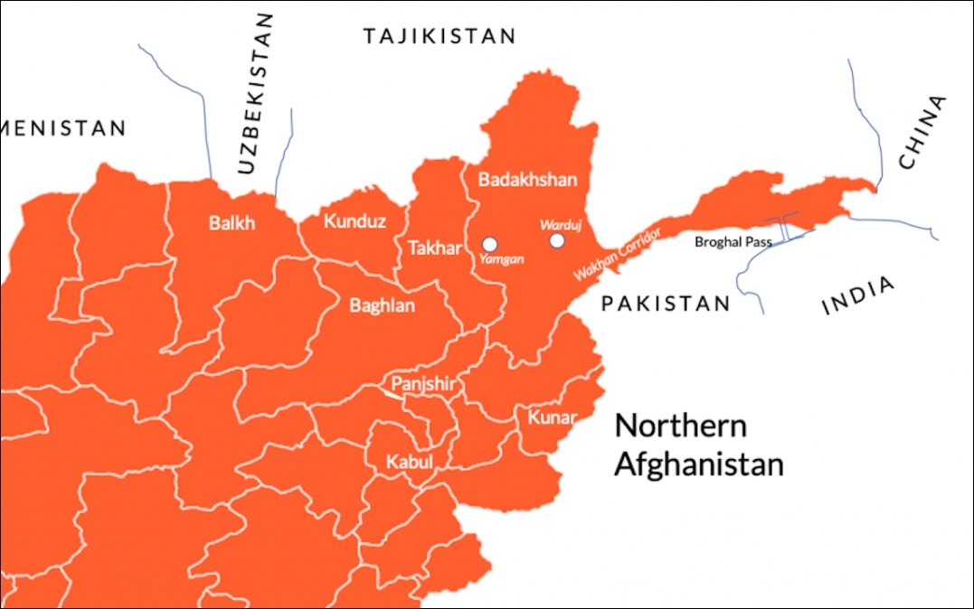 Bản đồ khu vực phía bắc của Afghanistan (màu đỏ), địa bàn hoạt động chủ yếu của Phong trào Hồi giáo Đông Turkestan (ETIM). Ảnh: Facebook.