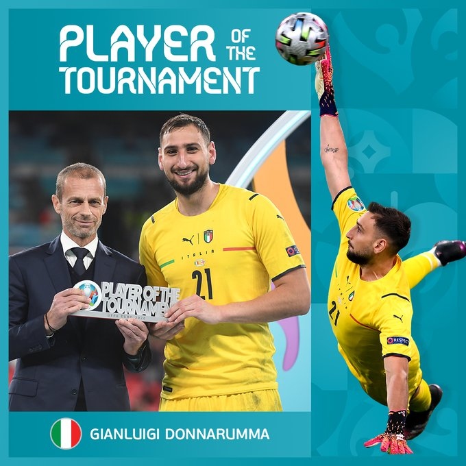 gianluigi donnarumma nhan danh hieu cau thu xuat sac nhat euro 2021 hinh anh 1