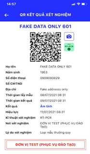 Kết quả QR Code giá trị tương đương với bản giấy Tờ kết quả xét nghiệm.