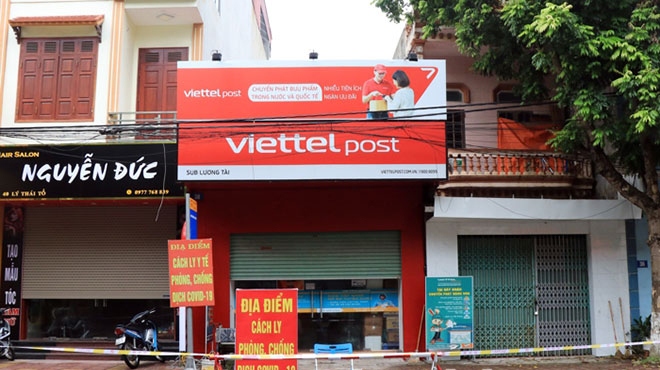 Chi nhánh Viettel Post huyện Lương Tài- Bắc Ninh, nơi có nhân viên làm lây lan dịch bệnh cho nhiều người.