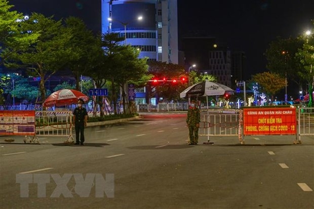 Chốt kiểm soát dịch tại Đà Nẵng. (Ảnh: Trần Lê Lâm/TTXVN)
