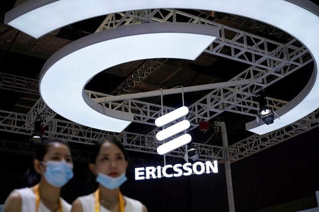 Một biển hiệu của Ericsson tại Triển lãm Nhập khẩu Quốc tế Trung Quốc lần thứ 3 ở Thượng Hải, ngày 5/11/2020.