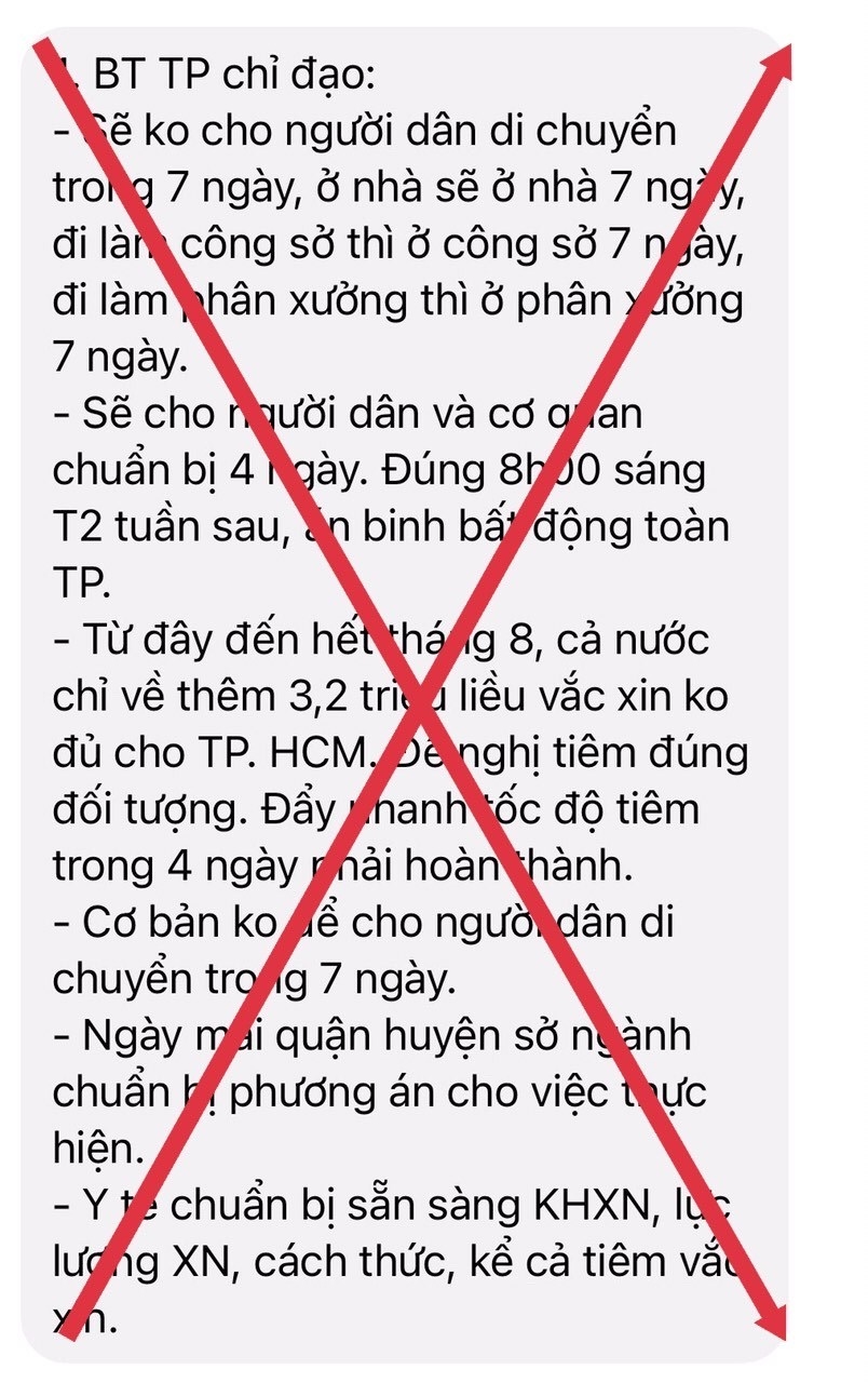 TP.HCM bác thông tin “'không cho người dân di chuyển trong 7 ngày”