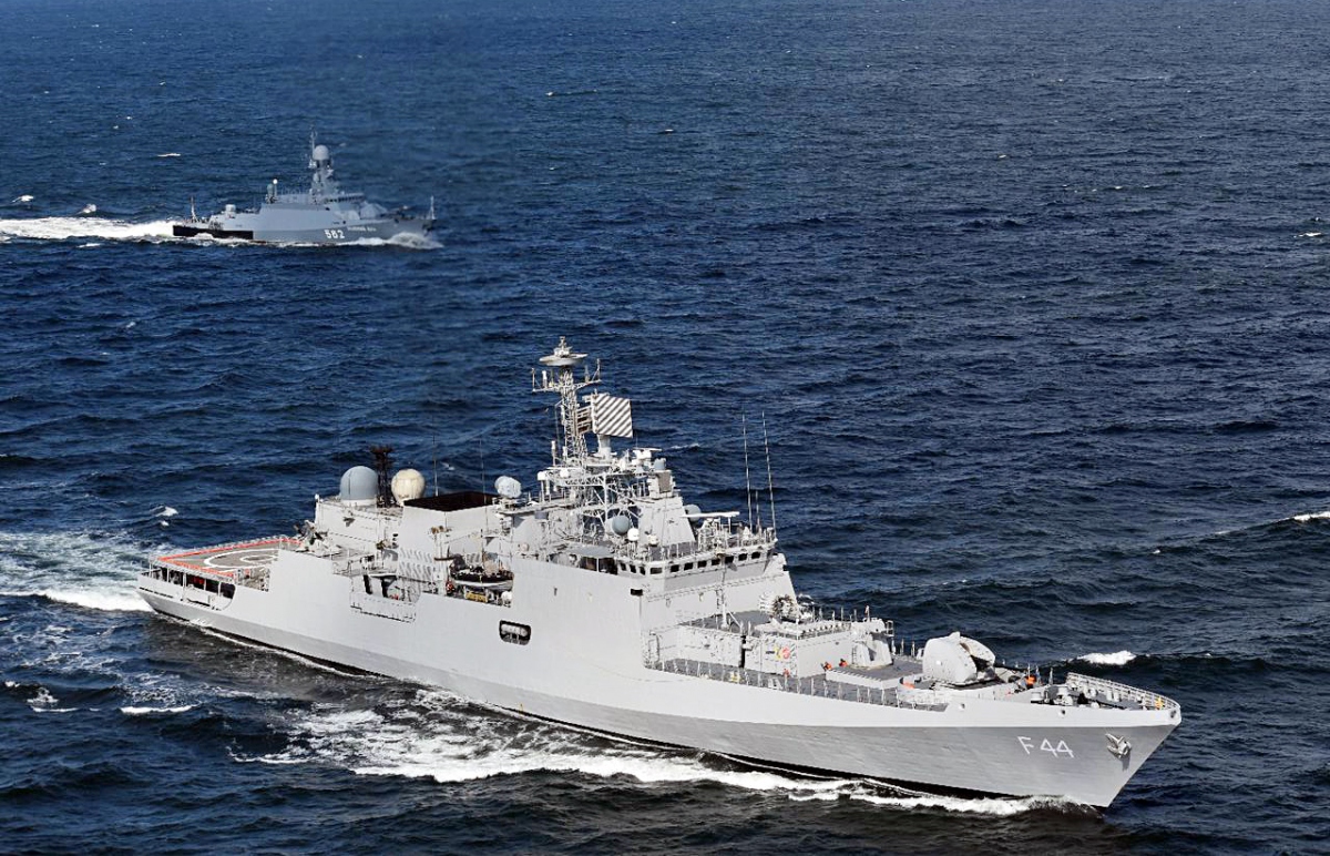 Một tàu chiến của Hải quân Ấn Độ tham gia diễn tập thường niên với Hải quân Nga tại biển Baltic hồi cuối tháng 7. (Ảnh: ANI)