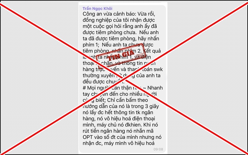 thong tin cuoc dien thoai hoi tiem phong la tin gia hinh anh 1