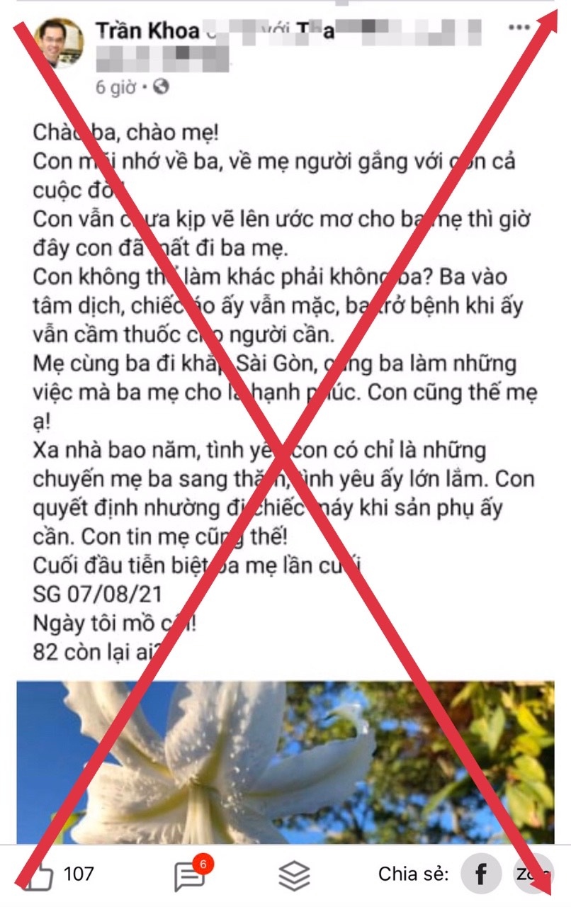 Bài đăng trên FB Khoa Trần gây xôn xao mạng xã hội thời gian gần đây (Nguồn: Trung tâm Báo chí TP.HCM).