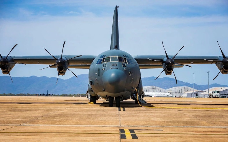 Máy bay Không quân Australia dùng để sơ tán công dân nước này và người Afghanistan khỏi Afghanistan. Ảnh: Bộ Quốc phòng Australia.
