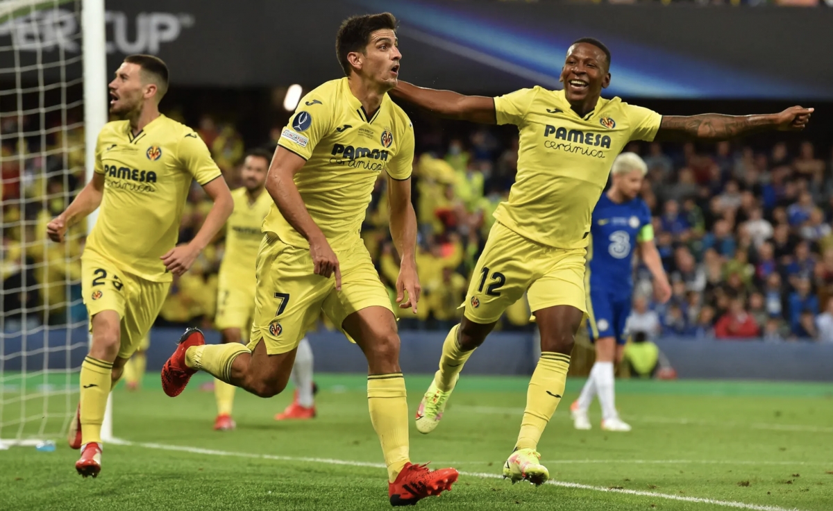 Niềm vui của các cầu thủ Villarreal sau bàn thắng quân bình tỷ số của Gerard Moreno. (Ảnh: Getty).