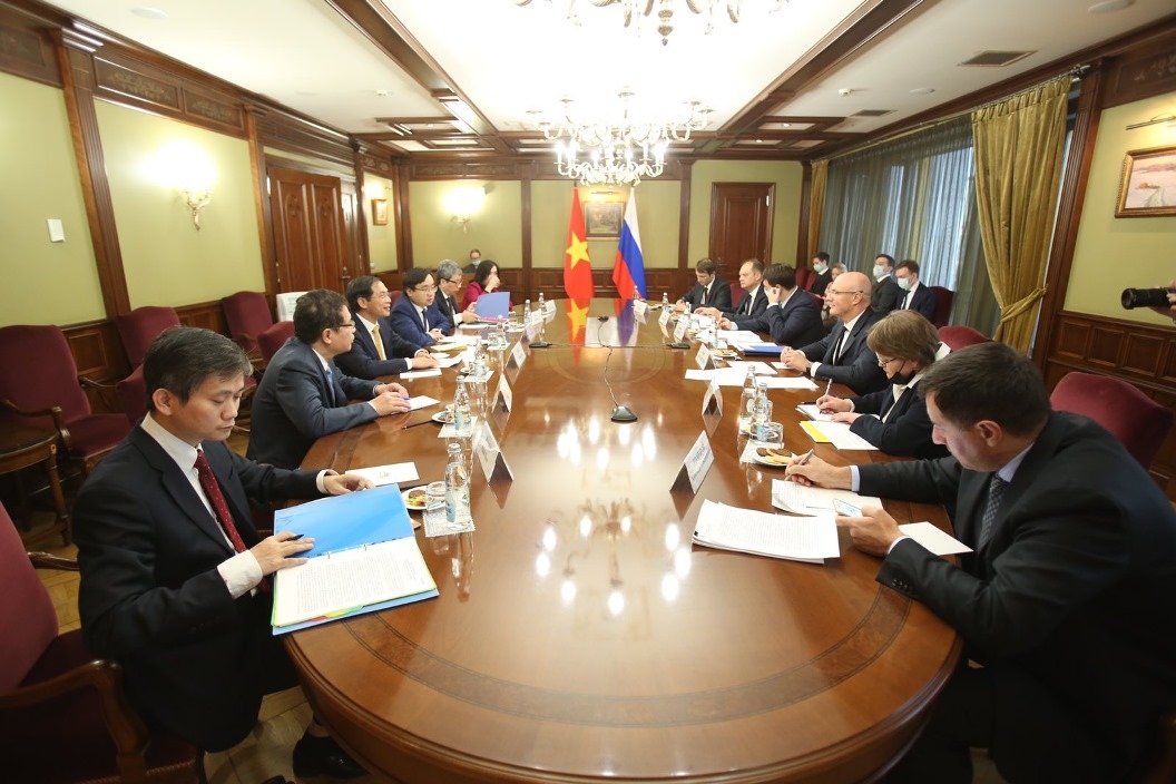 Toàn cảnh buổi hội kiến của Bộ trưởng Ngoại giao Bùi Thanh Sơn và Phó Thủ tướng Nga D.Chernyshenko