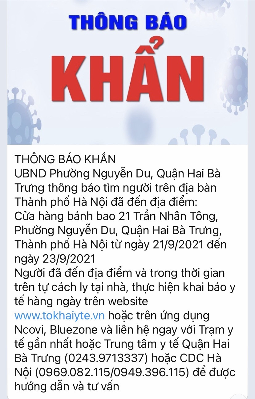 thong bao khan tim nguoi den cua hang banh bao 21 tran nhan tong, ha noi hinh anh 1