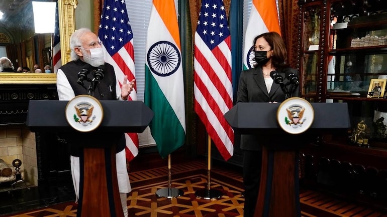 Thủ tướng Narendra Modi và Phó Tổng thống Mỹ Kamala Harris. (Ảnh: MEAIndia)
