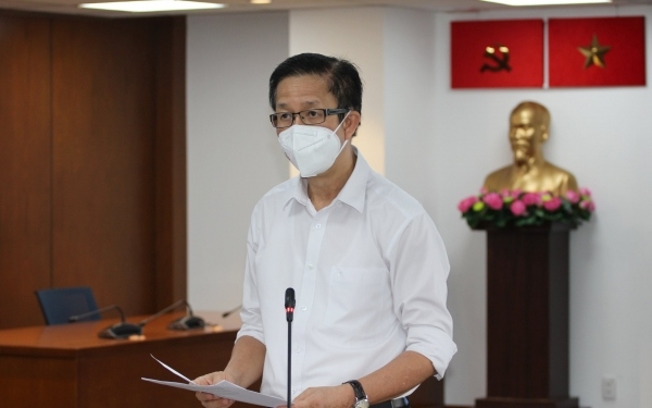 Ông Phạm Đức Hải, Phó Trưởng ban Chỉ đạo Phòng chống dịch Covid-19 TP.HCM thông tin về tình hình dịch bệnh