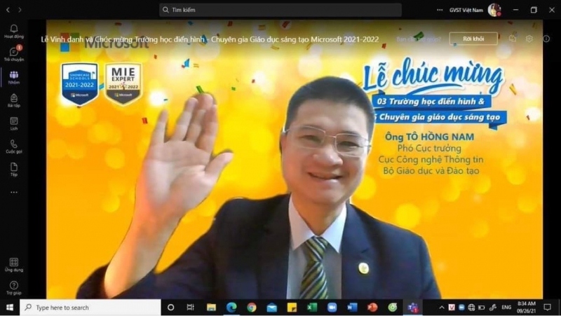 Ông Tô Hồng Nam, Phó Cục trưởng Cục CNTT, Bộ Giáo dục và Đào tạo phát biểu tại buổi lễ.