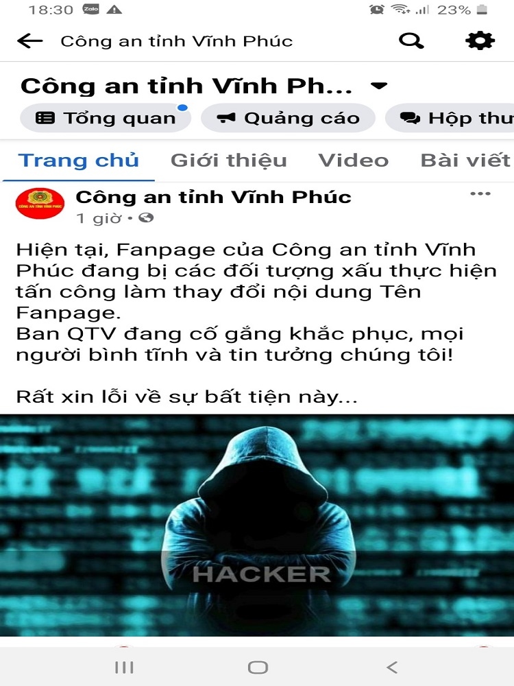 xac dinh hacker tan cong fanpage cua cong an tinh vinh phuc hinh anh 1