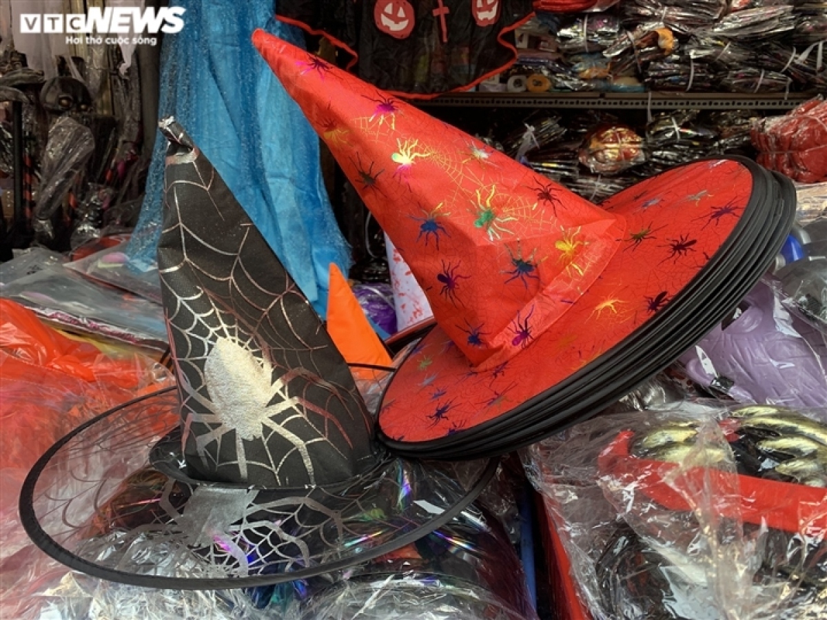 Colourful witch hats excite children who come to see the festive items.