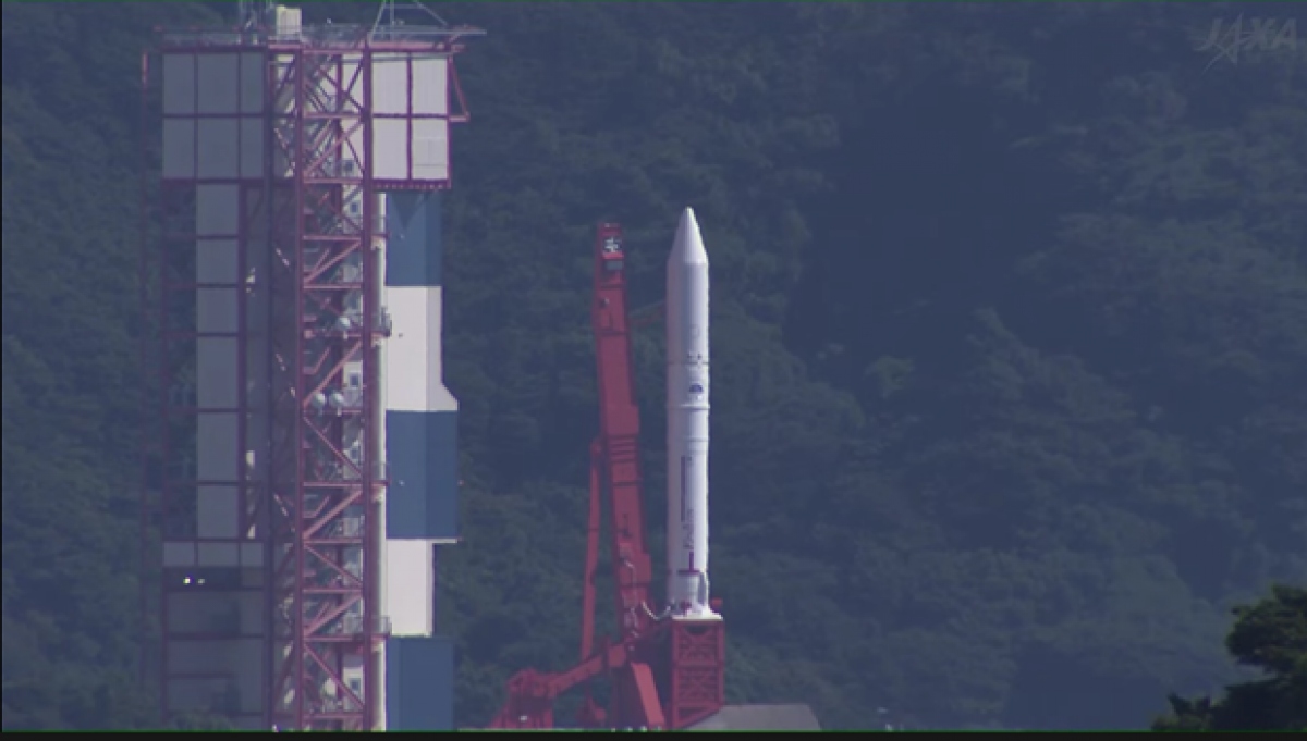 The launch of the Epsilon-5 rocket from the Uchinoura Space Centre in Japan’s Kagoshima Prefecture carrying NanoDragon and eight other satellites is delayed for unknown reasons. (Photo: JAXA)