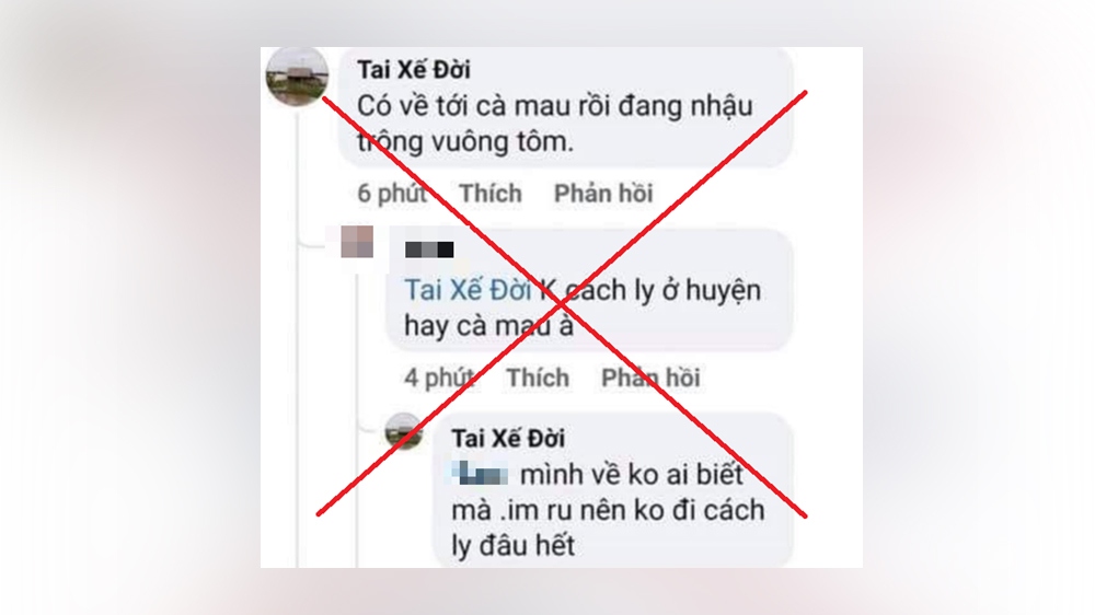 Thông tin sai sự thật trên Facebook (ảnh: Công an Cà Mau)