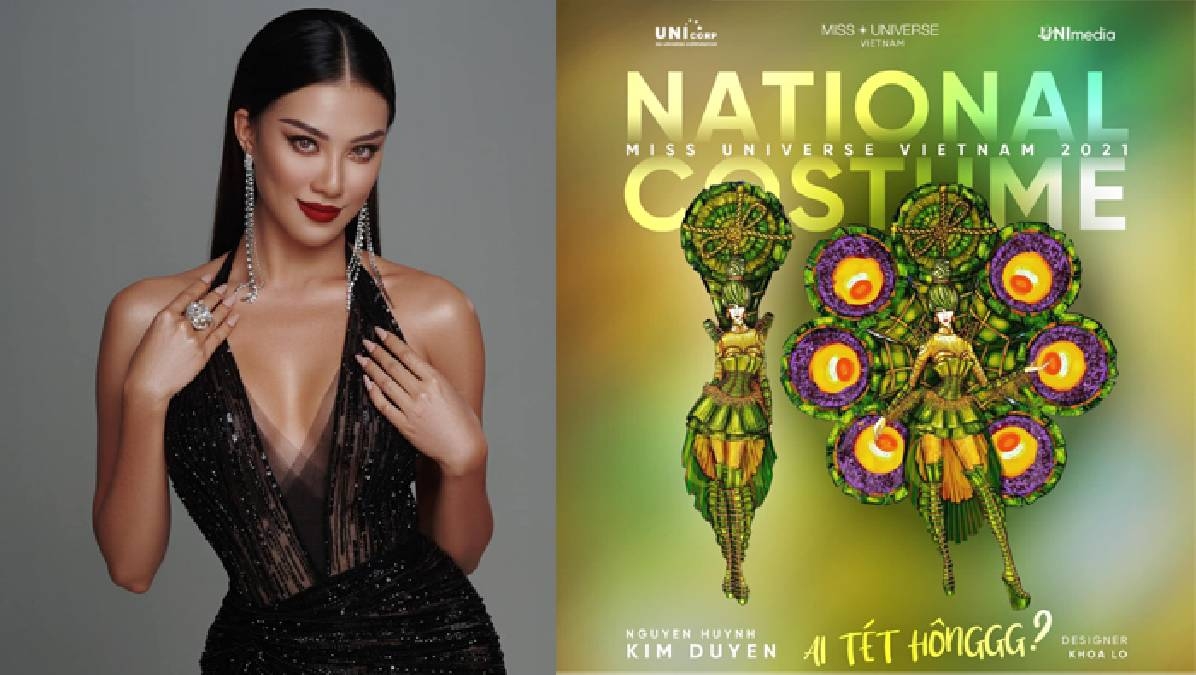 Sau "bánh mỳ" của H'Hen Niê, Kim Duyên mang trang phục "bánh Tét" đến Miss Universe 2021