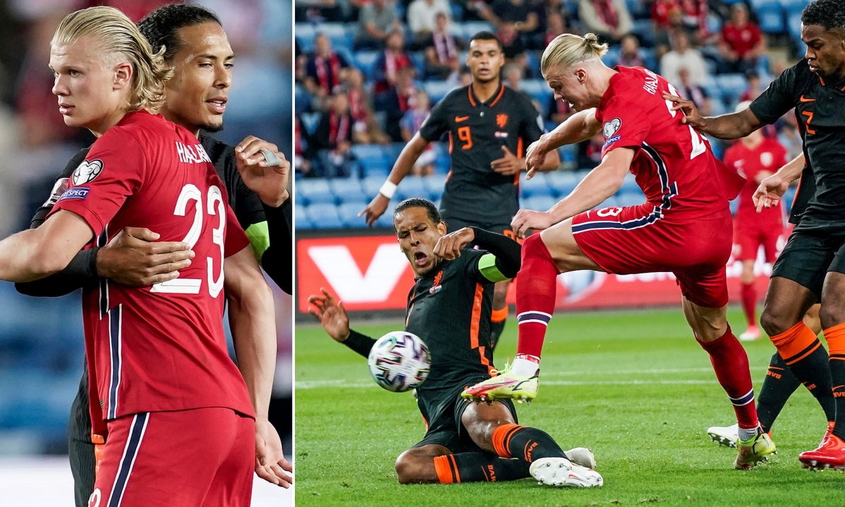 Na Uy đã cầm hoà Hà Lan 1-1 ở trận lượt đi khi có Erling Haaland. (Ảnh: Daily Mail)
